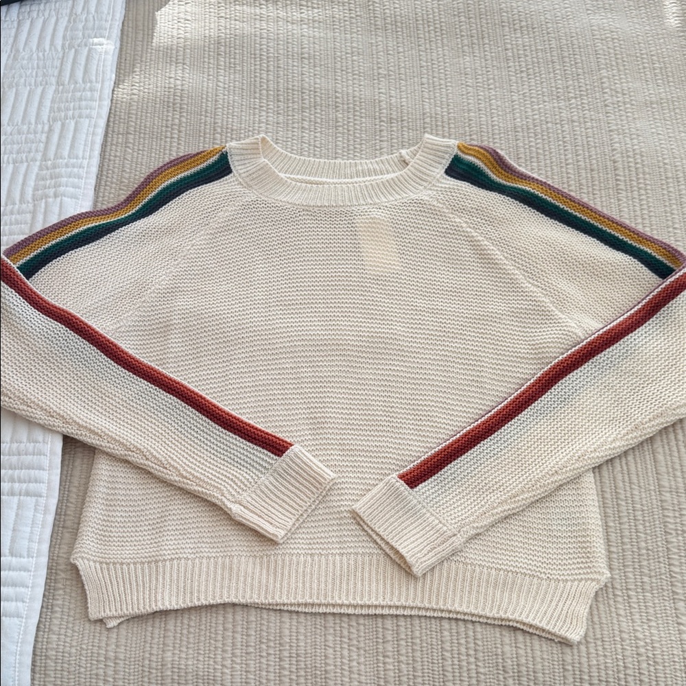 Others Follow Ivory Sweater with Multicolor Stripes